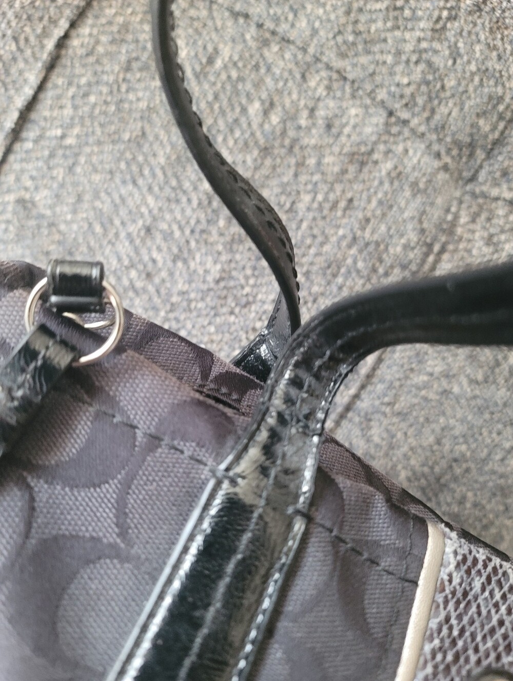 Coach Signature Python Stripe Tote - Picture 13 of 15